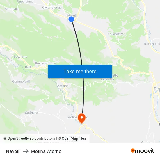 Navelli to Molina Aterno map