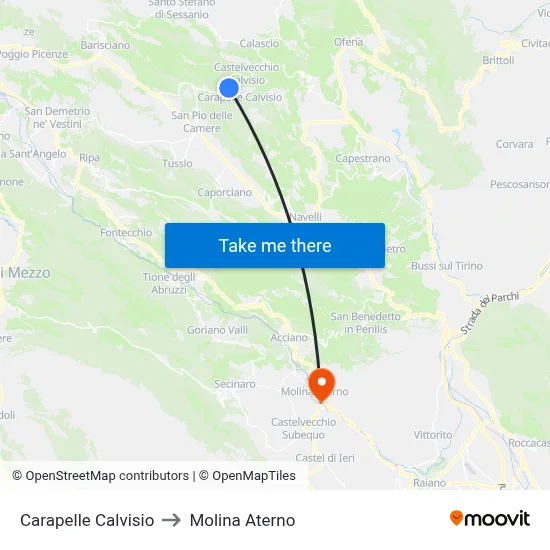 Carapelle Calvisio to Molina Aterno map