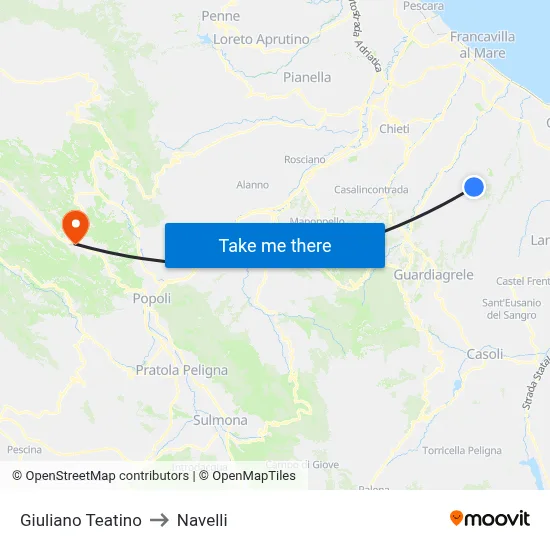 Giuliano Teatino to Navelli map
