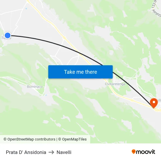 Prata D' Ansidonia to Navelli map