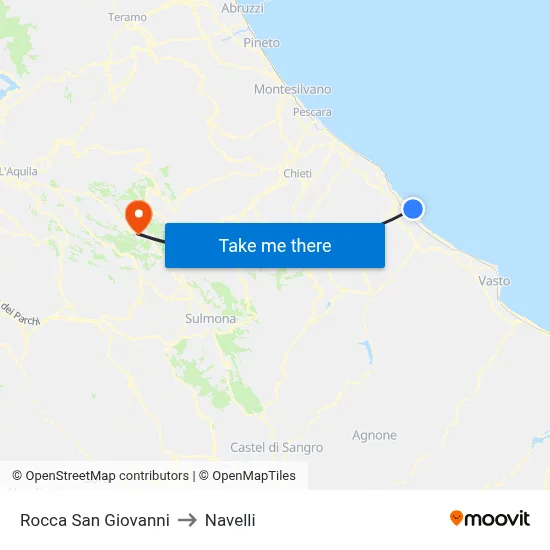 Rocca San Giovanni to Navelli map