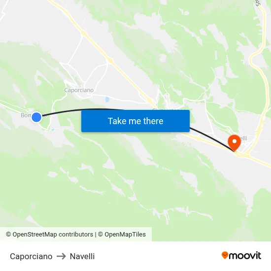 Caporciano to Navelli map