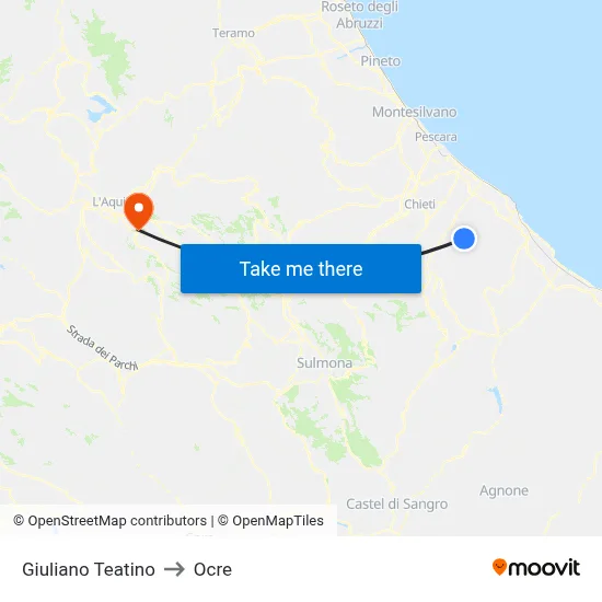 Giuliano Teatino to Ocre map