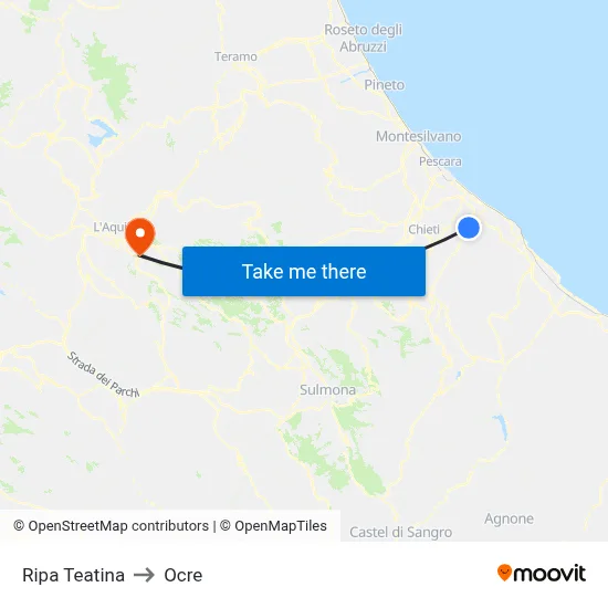 Ripa Teatina to Ocre map