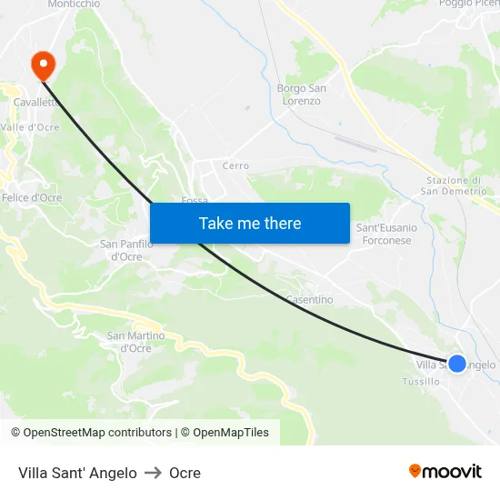 Villa Sant'Angelo to Ocre map