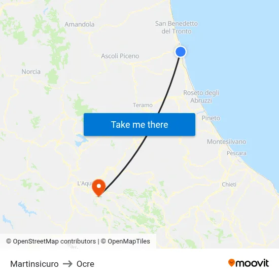 Martinsicuro to Ocre map