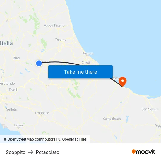 Scoppito to Petacciato map
