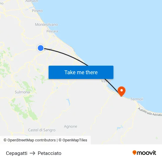 Cepagatti to Petacciato map
