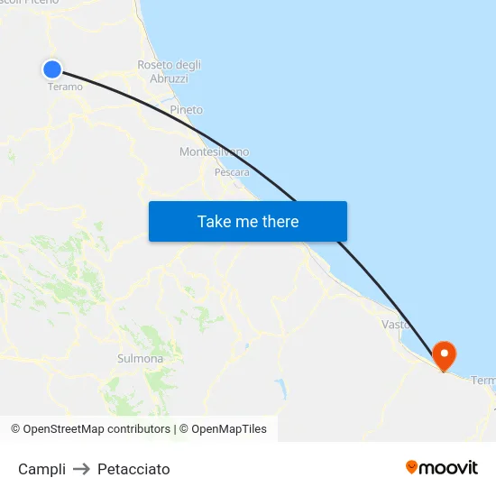 Campli to Petacciato map