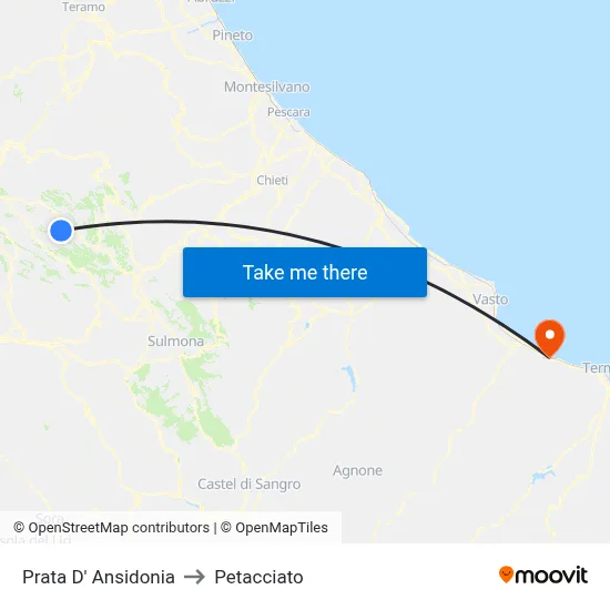 Prata D' Ansidonia to Petacciato map