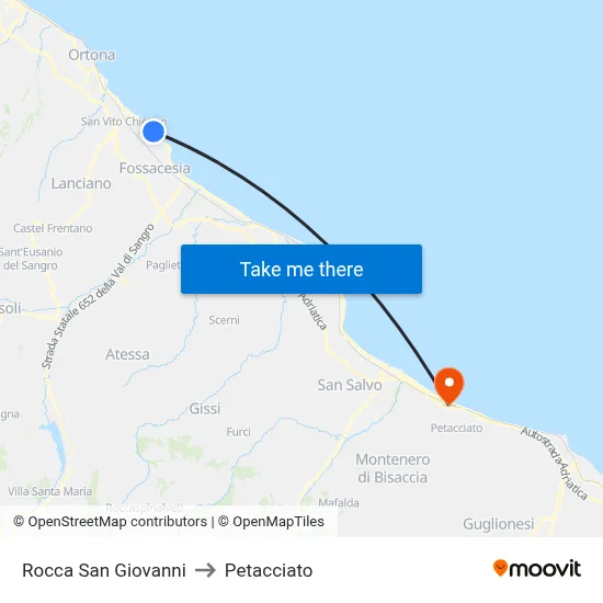 Rocca San Giovanni to Petacciato map