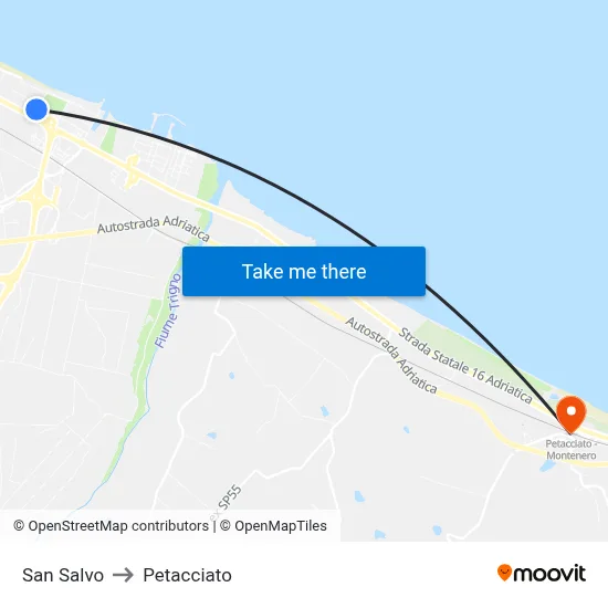 San Salvo to Petacciato map