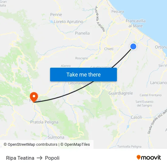 Ripa Teatina to Popoli map