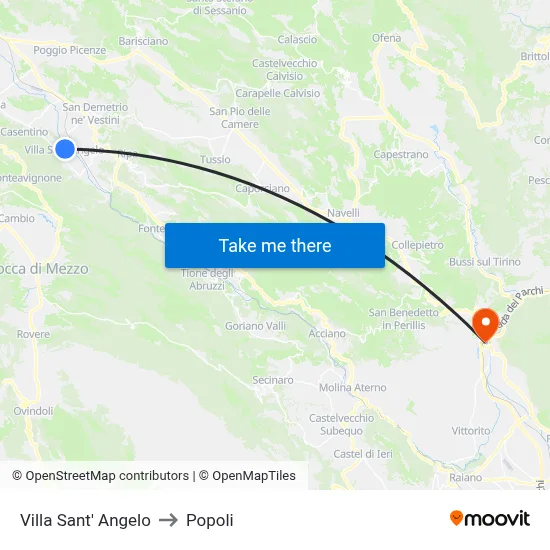 Villa Sant'Angelo to Popoli map
