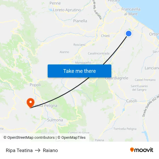 Ripa Teatina to Raiano map