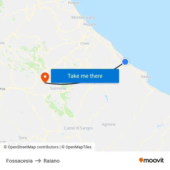 Fossacesia to Raiano map