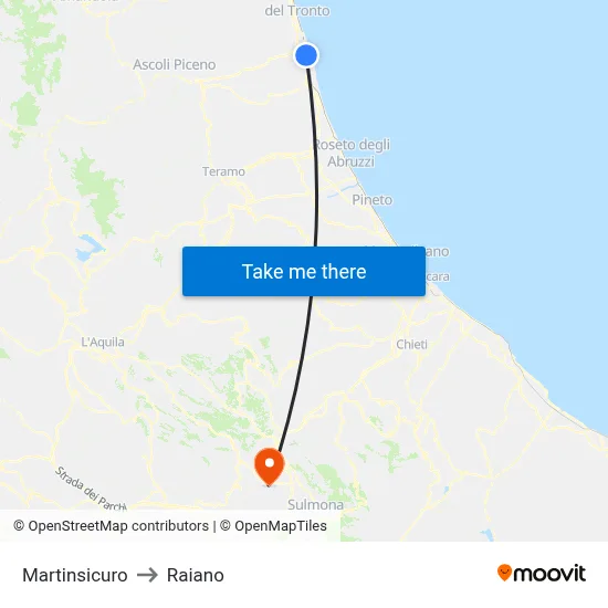 Martinsicuro to Raiano map