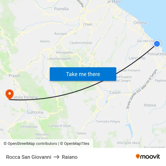 Rocca San Giovanni to Raiano map