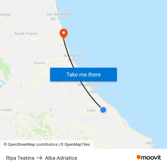 Ripa Teatina to Alba Adriatica map