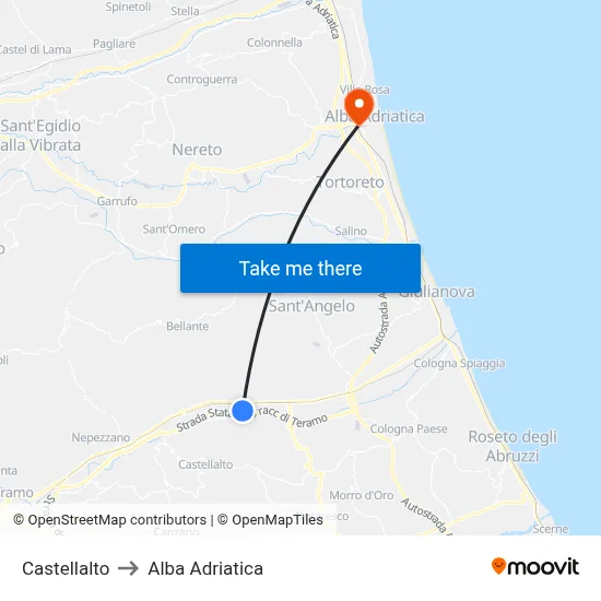 Castellalto to Alba Adriatica map
