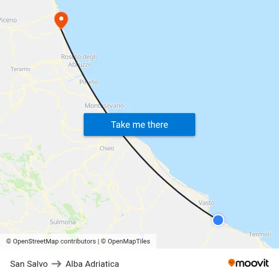 San Salvo to Alba Adriatica map