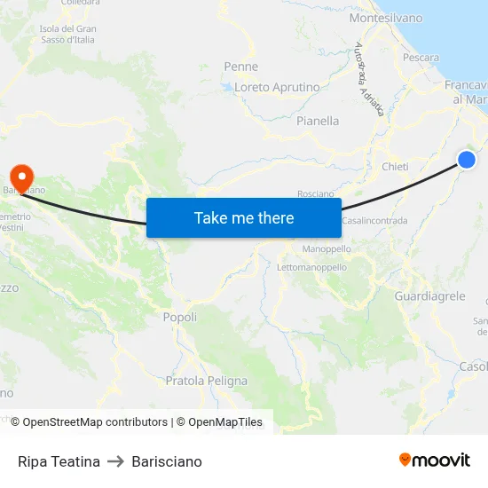 Ripa Teatina to Barisciano map