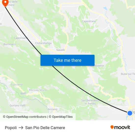 Popoli to San Pio Delle Camere map