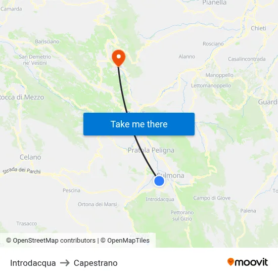 Introdacqua to Capestrano map
