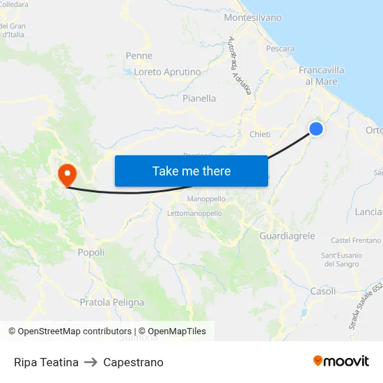 Ripa Teatina to Capestrano map