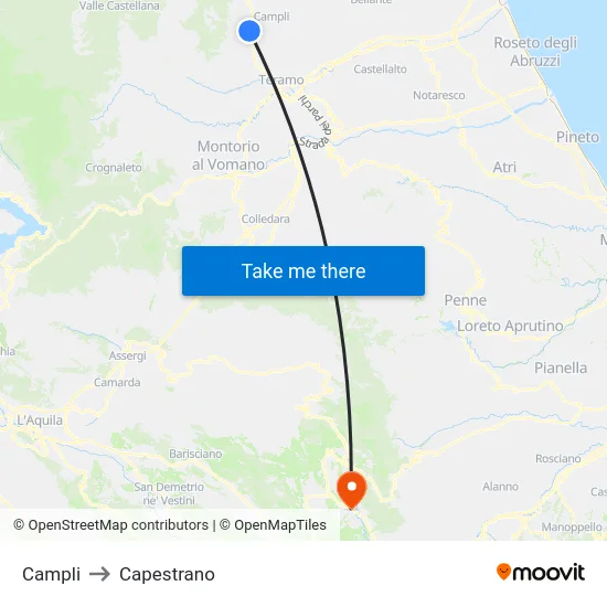 Campli to Capestrano map