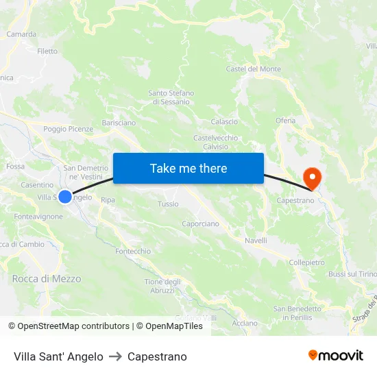 Villa Sant'Angelo to Capestrano map