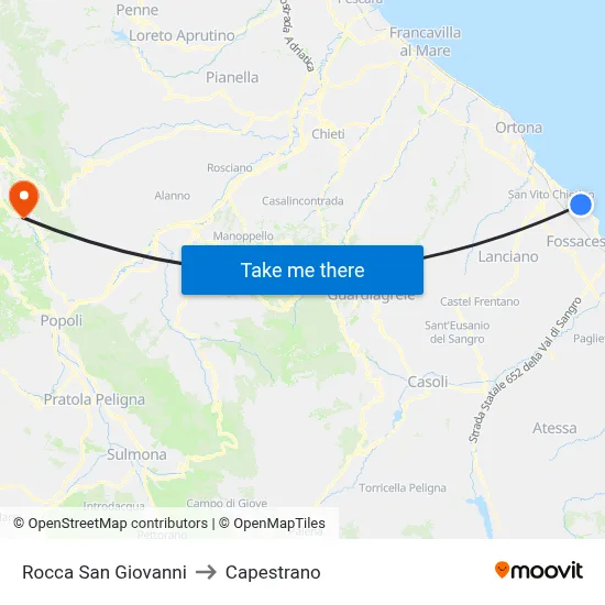 Rocca San Giovanni to Capestrano map