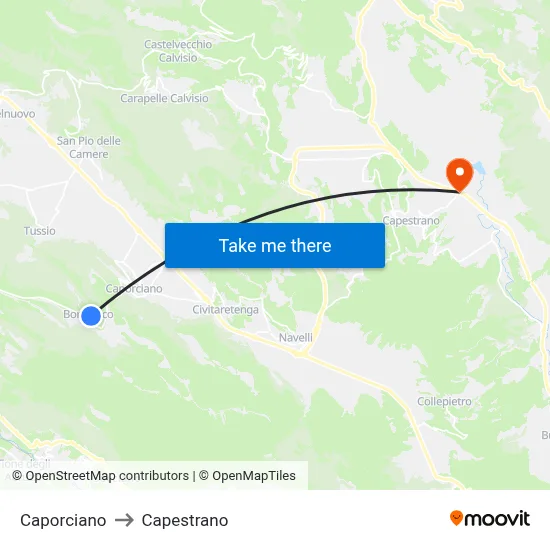 Caporciano to Capestrano map
