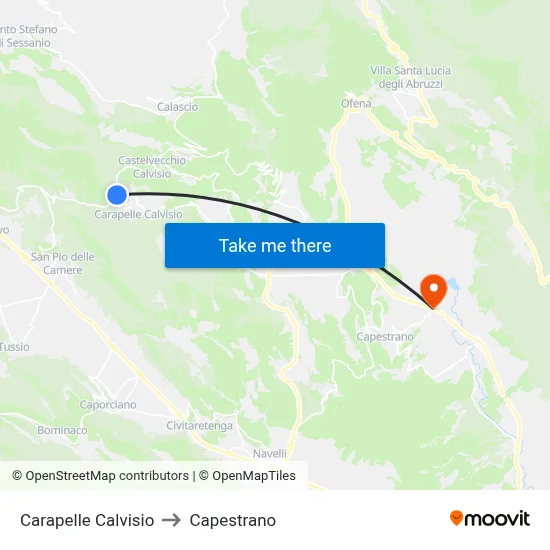 Carapelle Calvisio to Capestrano map