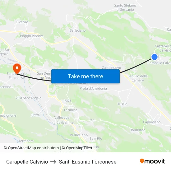 Carapelle Calvisio to Sant' Eusanio Forconese map