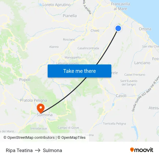Ripa Teatina to Sulmona map