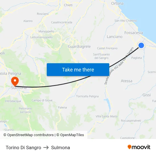 Torino Di Sangro to Sulmona map