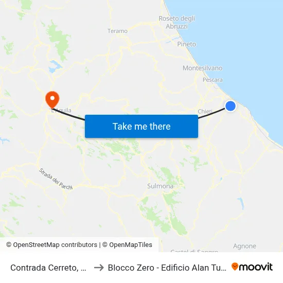 Contrada Cerreto, 410 to Blocco Zero - Edificio Alan Turing map