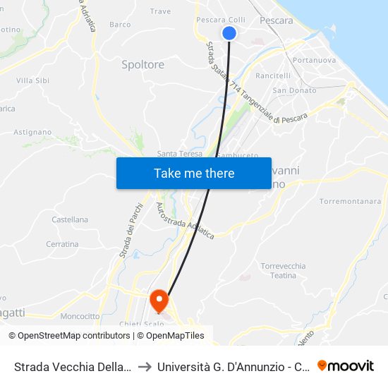 Strada Vecchia Della Madonna, 5 to Università G. D'Annunzio - Campus Di Chieti map