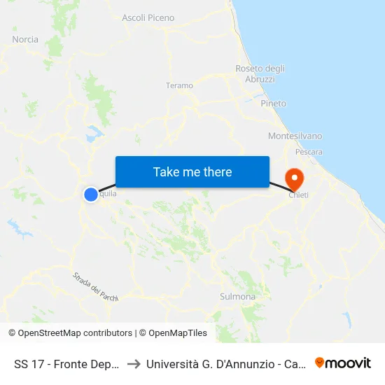 SS 17 - Fronte Deposito Ama to Università G. D'Annunzio - Campus Di Chieti map