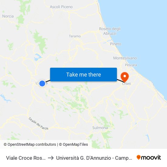Viale Croce Rossa, 89 to Università G. D'Annunzio - Campus Di Chieti map