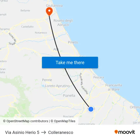 Via Asinio Herio 5 to Colleranesco map