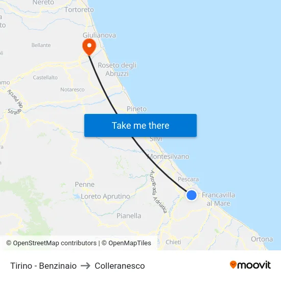 Tirino - Benzinaio to Colleranesco map