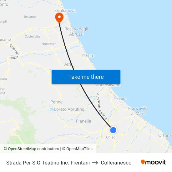Strada Per S.G.Teatino Inc. Frentani to Colleranesco map