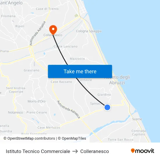 Commercial Technical Institute to Colleranesco map