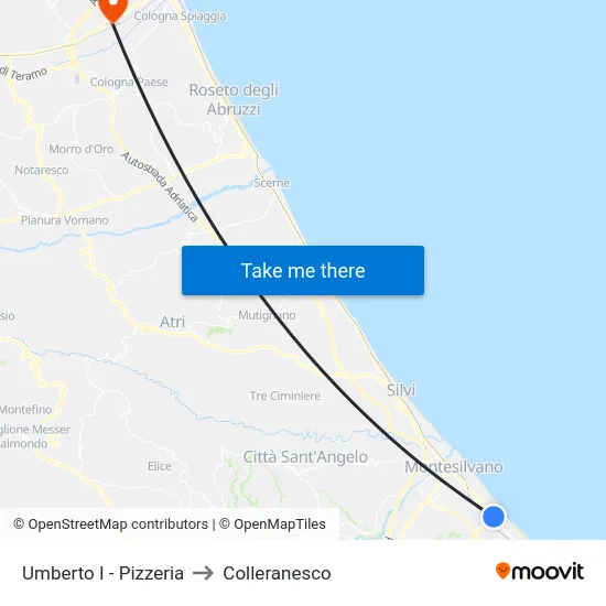 Umberto I - Pizzeria to Colleranesco map