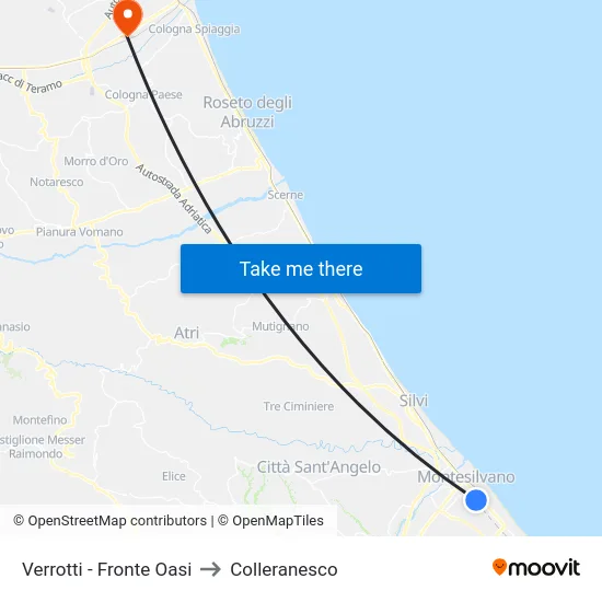 Verrotti - Fronte Oasi to Colleranesco map