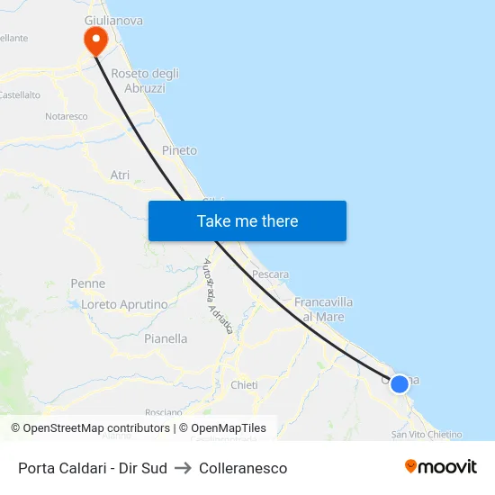Porta Caldari - Dir Sud to Colleranesco map