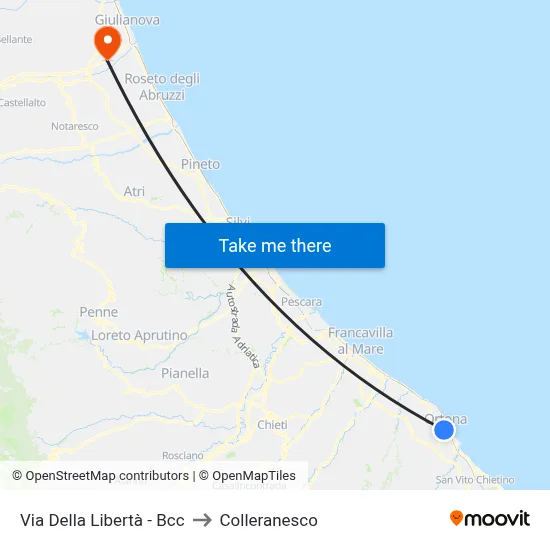 Via Della Libertà - Bcc to Colleranesco map