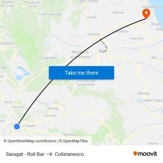 Saragat - Roll Bar to Colleranesco map